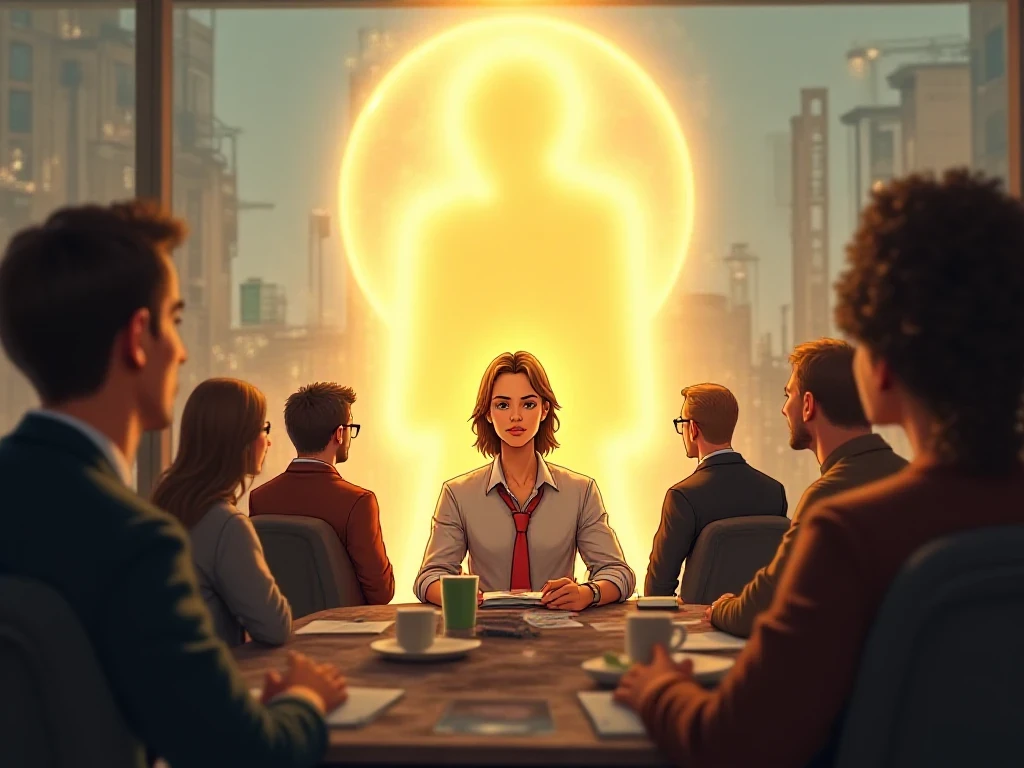 Escena de cómic con una persona proyectando respeto y calma al establecer límites saludables, demostrando el éxito de decir no sin sentirse culpable en entornos sociales.
