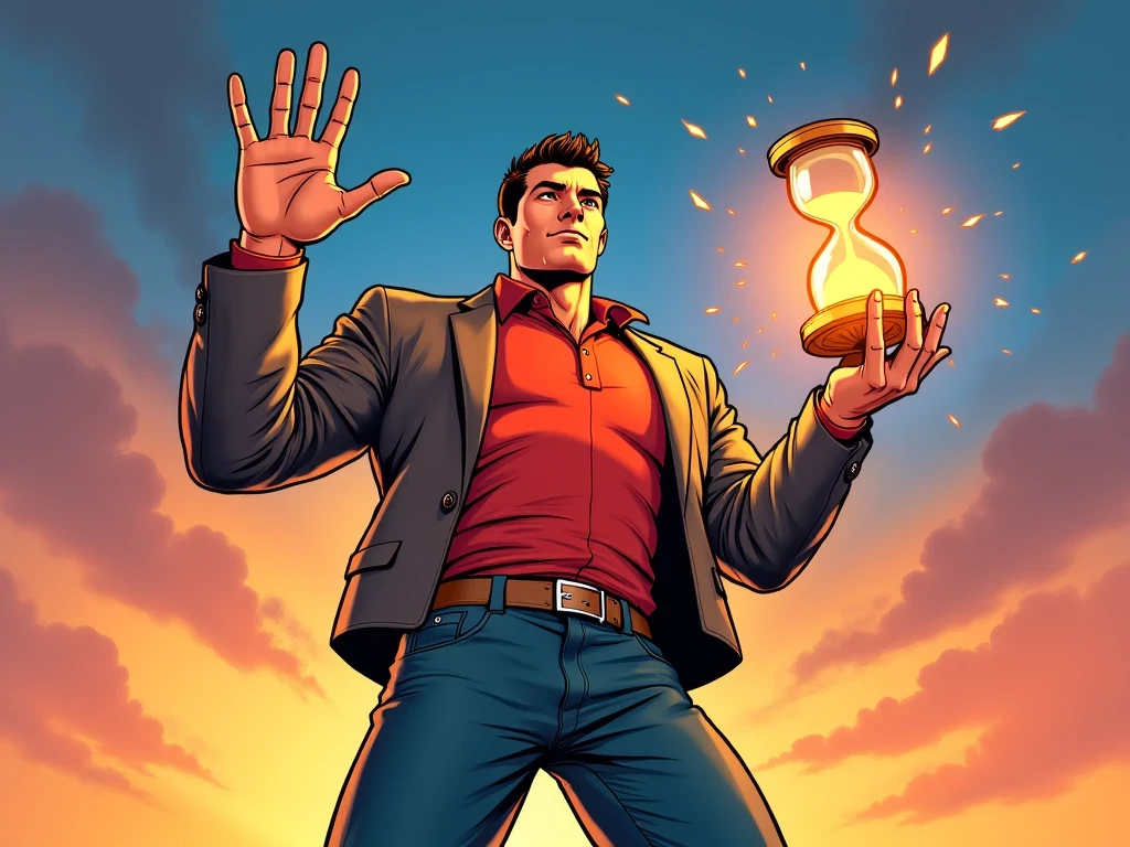 Cómic realista de una persona segura de sí misma protegiendo su tiempo, una metáfora visual sobre aprender a decir no sin sentirse culpable y recuperar la libertad personal.